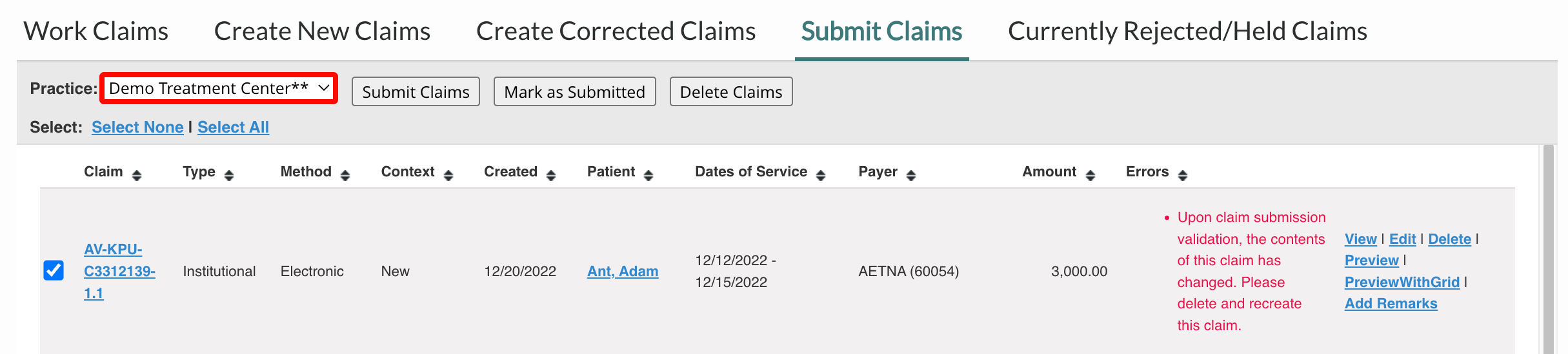 Creating and Submitting Claims – Avea