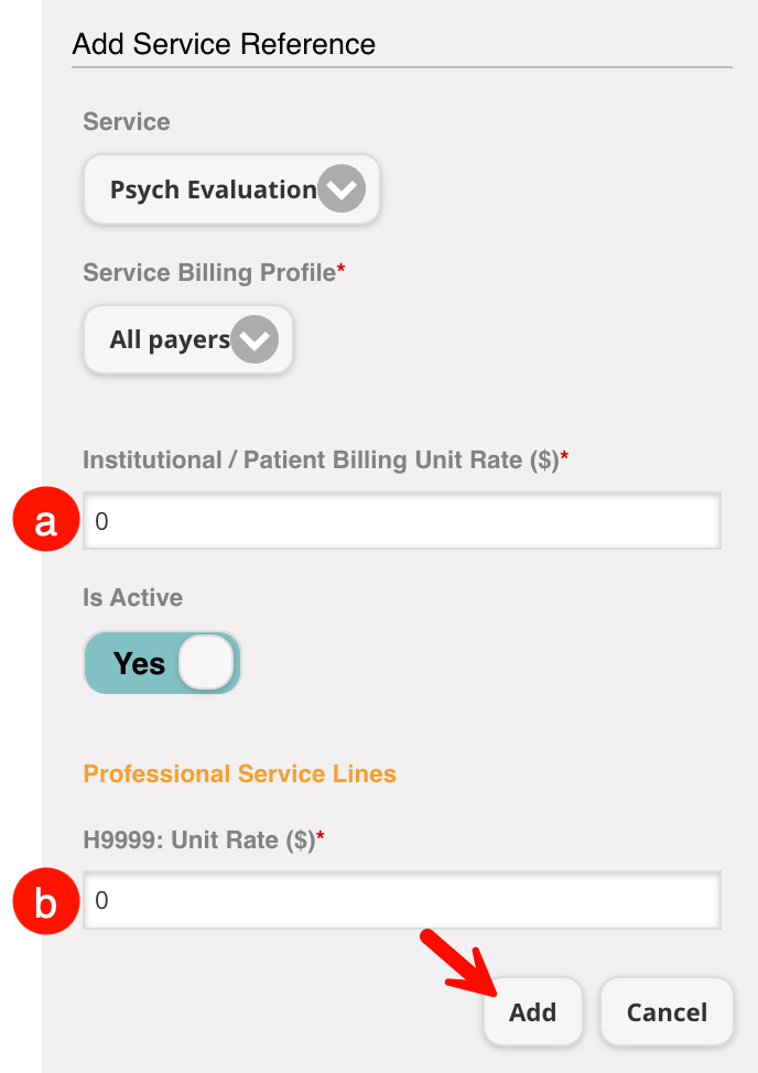 Create a Service, Billing Profile, and Set Facility Rates Avea